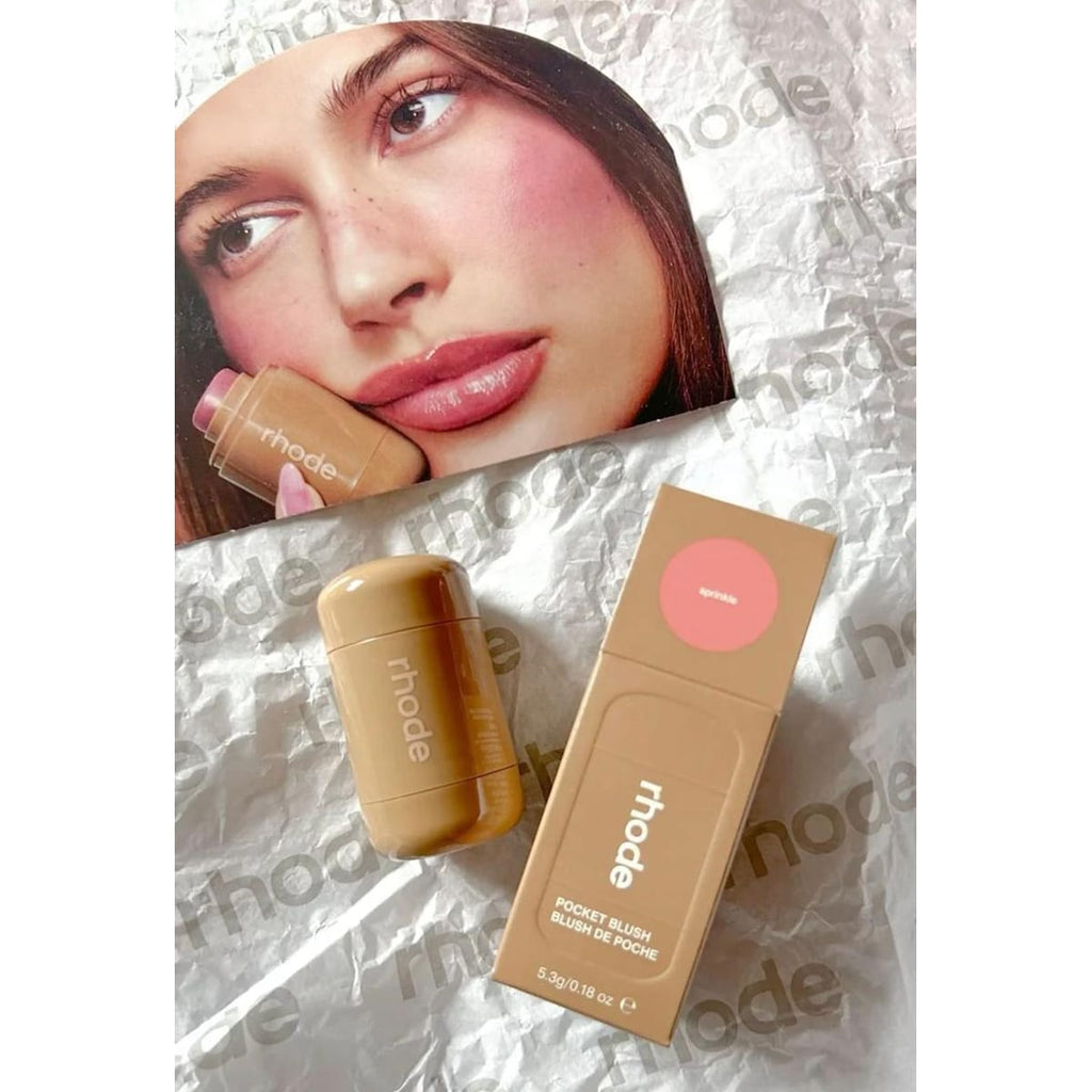 Rhode Pocket Blush product and packaging flatlay