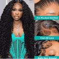 Glueless Deep Wave 5x5 Lace Wig worn showing pre-plucked hairline HD lace and baby hair