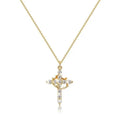 Cubic Zirconia Cross Pendant Necklace — Gold & Silver 