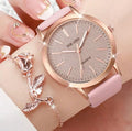 Rose Gold Starry Dial Watch & Rose Charm Bracelet Set 