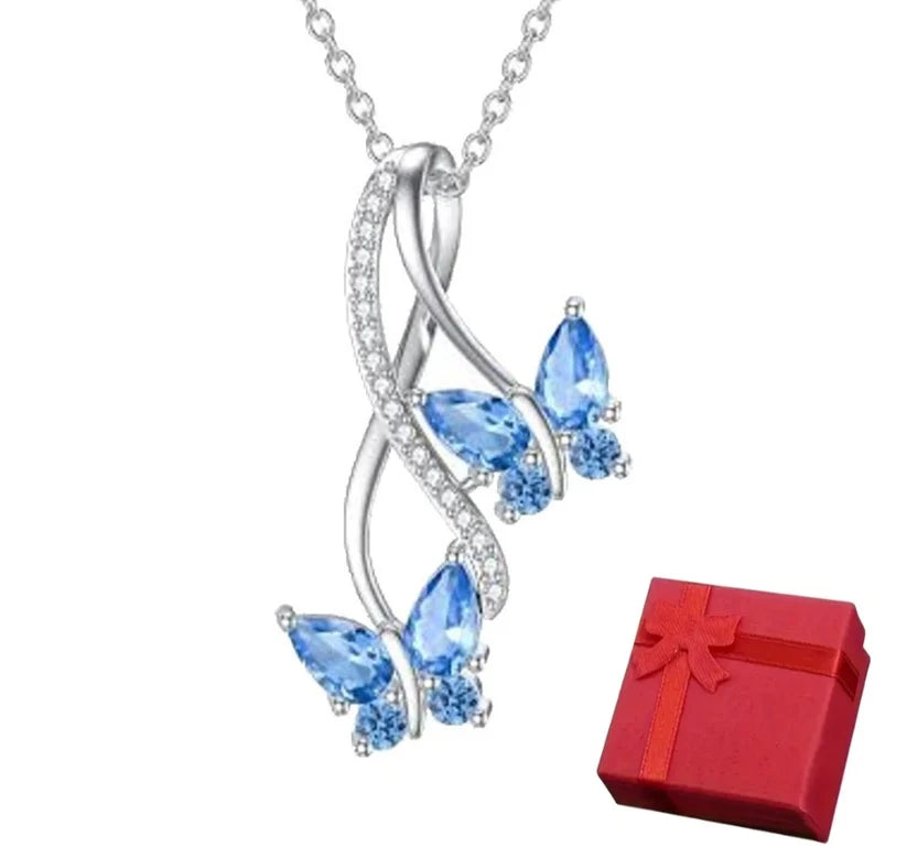Elegant Twin Butterflies Infinity Pendant Necklace for Women 