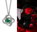 925 Sterling Silver Möbius Necklace with Emerald-Green Zirconia — Gift Set with Rose Box 