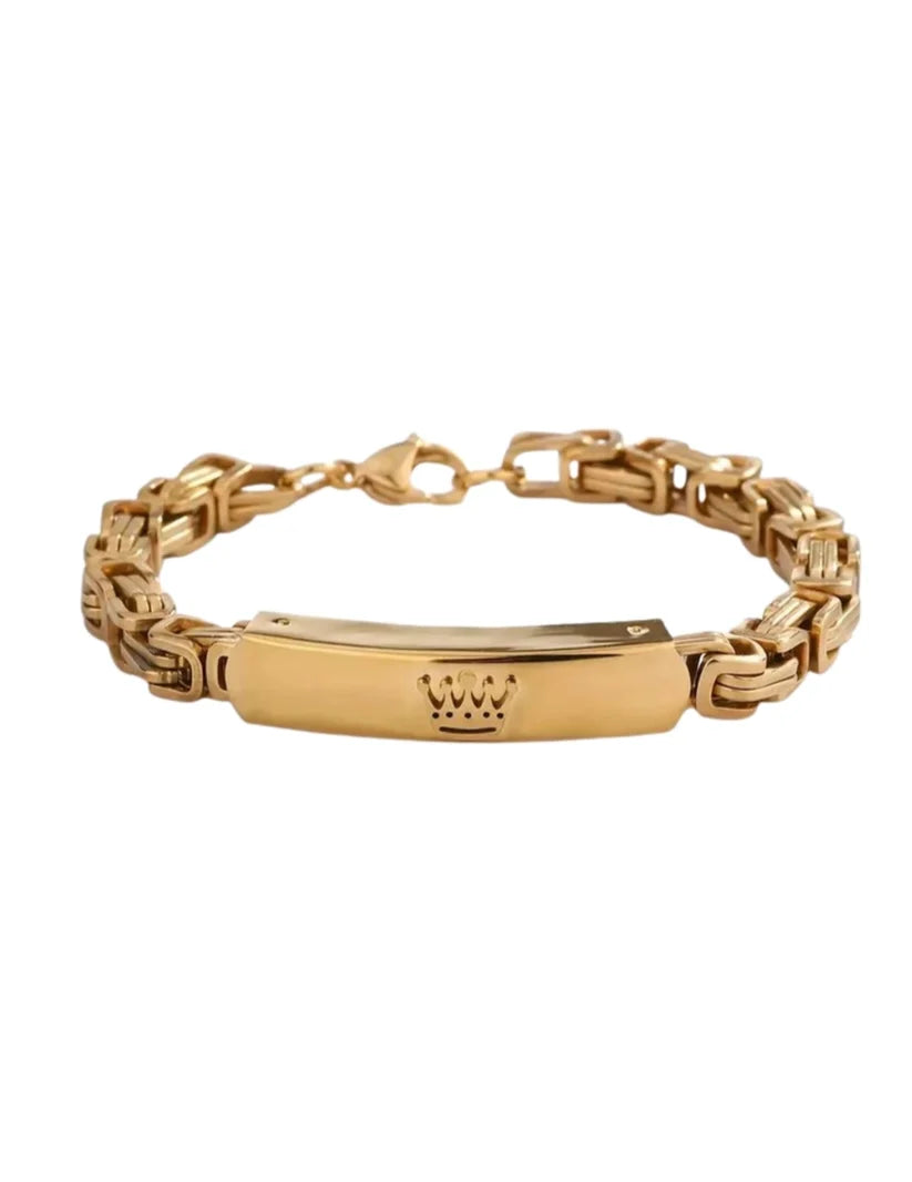 Gold-Plated Crown Bracelet — Unisex Statement Jewellery 