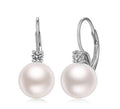 925 Sterling Silver Pearl & Zirconia Drop Earrings — 10mm Culture Pearl 