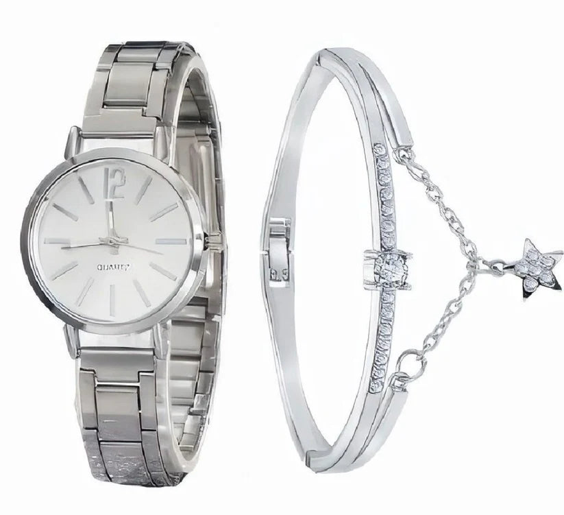 Minimalist Small Dial Quartz Wristwatch and Bracelet 