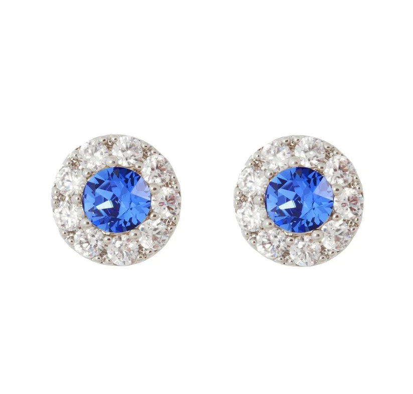 Sapphire Crystal Pendant Necklace & Earrings Set 