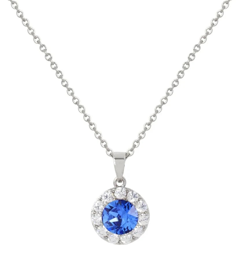 Sapphire Crystal Pendant Necklace & Earrings Set 