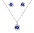 Sapphire Crystal Pendant Necklace & Earrings Set 