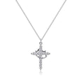 Silver Cross & Crown Zirconia Pendant Necklace with Chain 