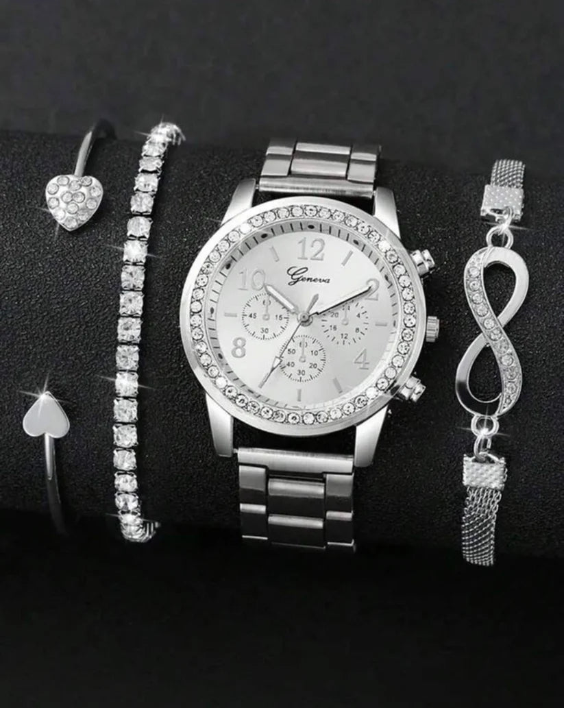 Geneva Crystal-Embellished Watch & Bracelet Set 