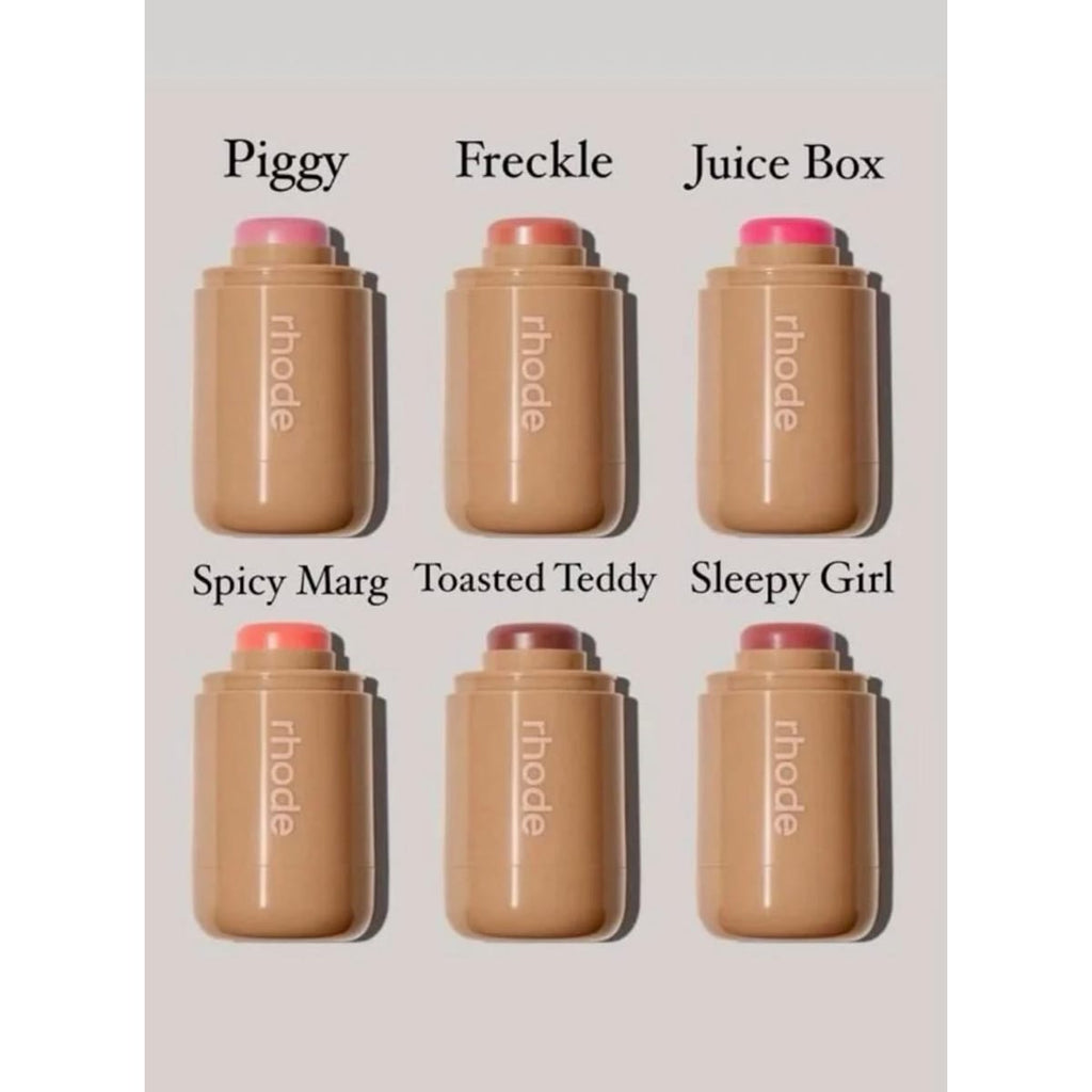 Rhode Pocket Blush shade range Piggy Freckle Juice Box Spicy Marg Toasted Teddy Sleepy Girl