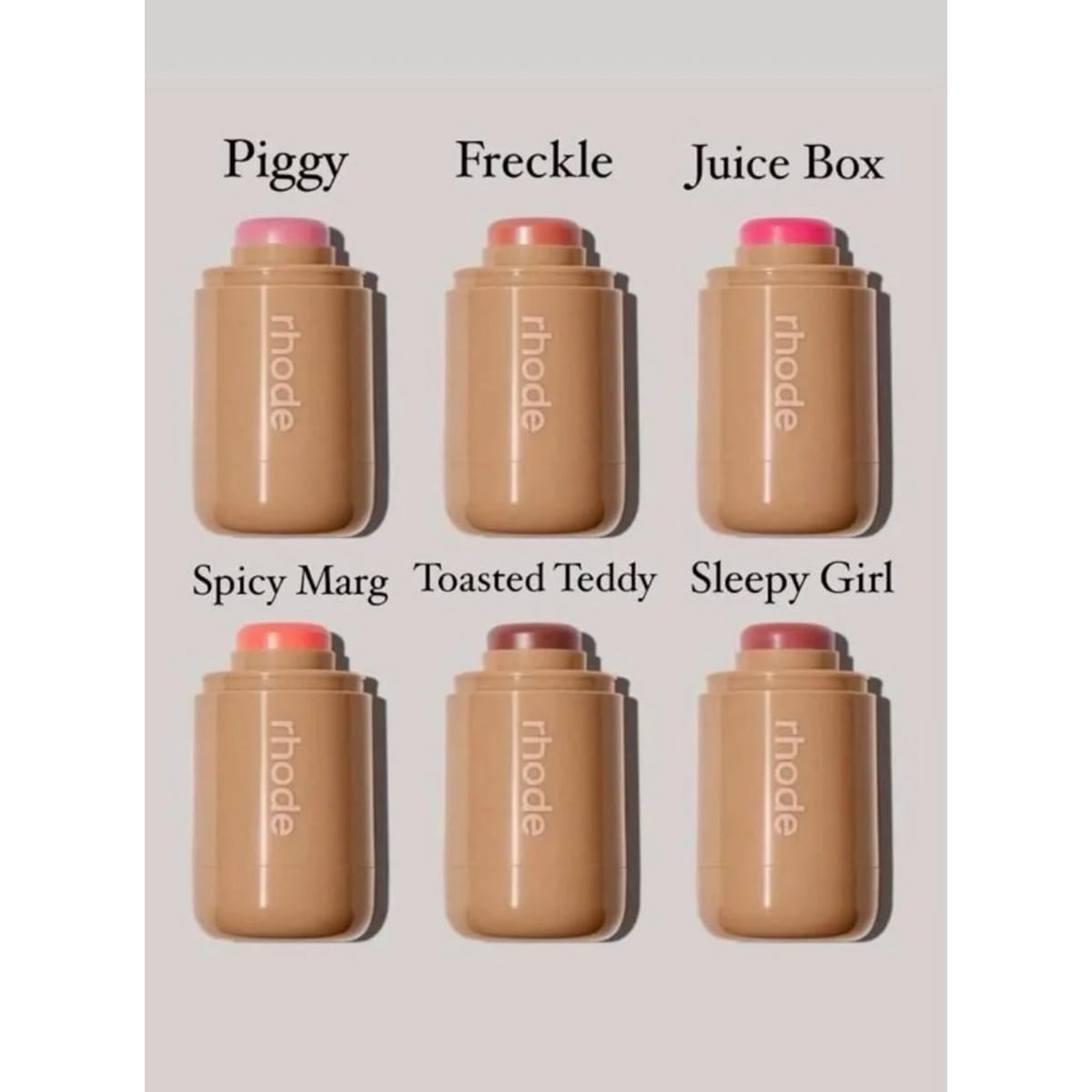 Rhode Pocket Blush shade range Piggy Freckle Juice Box Spicy Marg Toasted Teddy Sleepy Girl