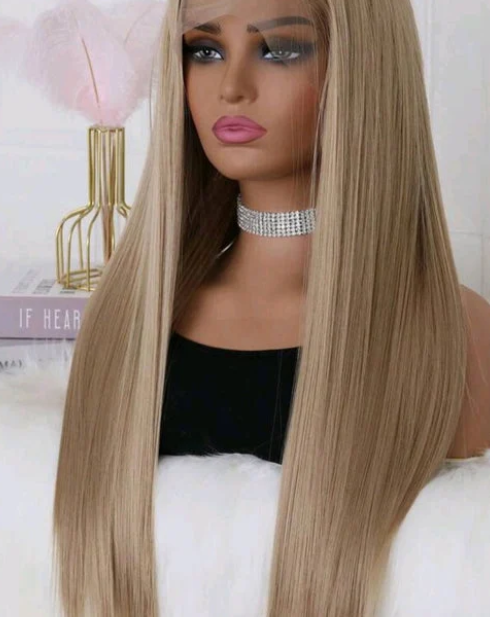 Blonde Lace Front Wig — 24 Inch Straight worn view lifestyle