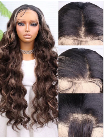 30 Inch Brown Wave 13x4 Front Lace Wig - Heat Resistant Synthetic