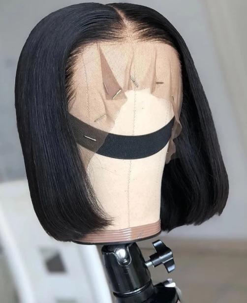 Brazilian Full Frontal Short Bob Wig — 8 Inch 13x4 Lace Front Cap Construction