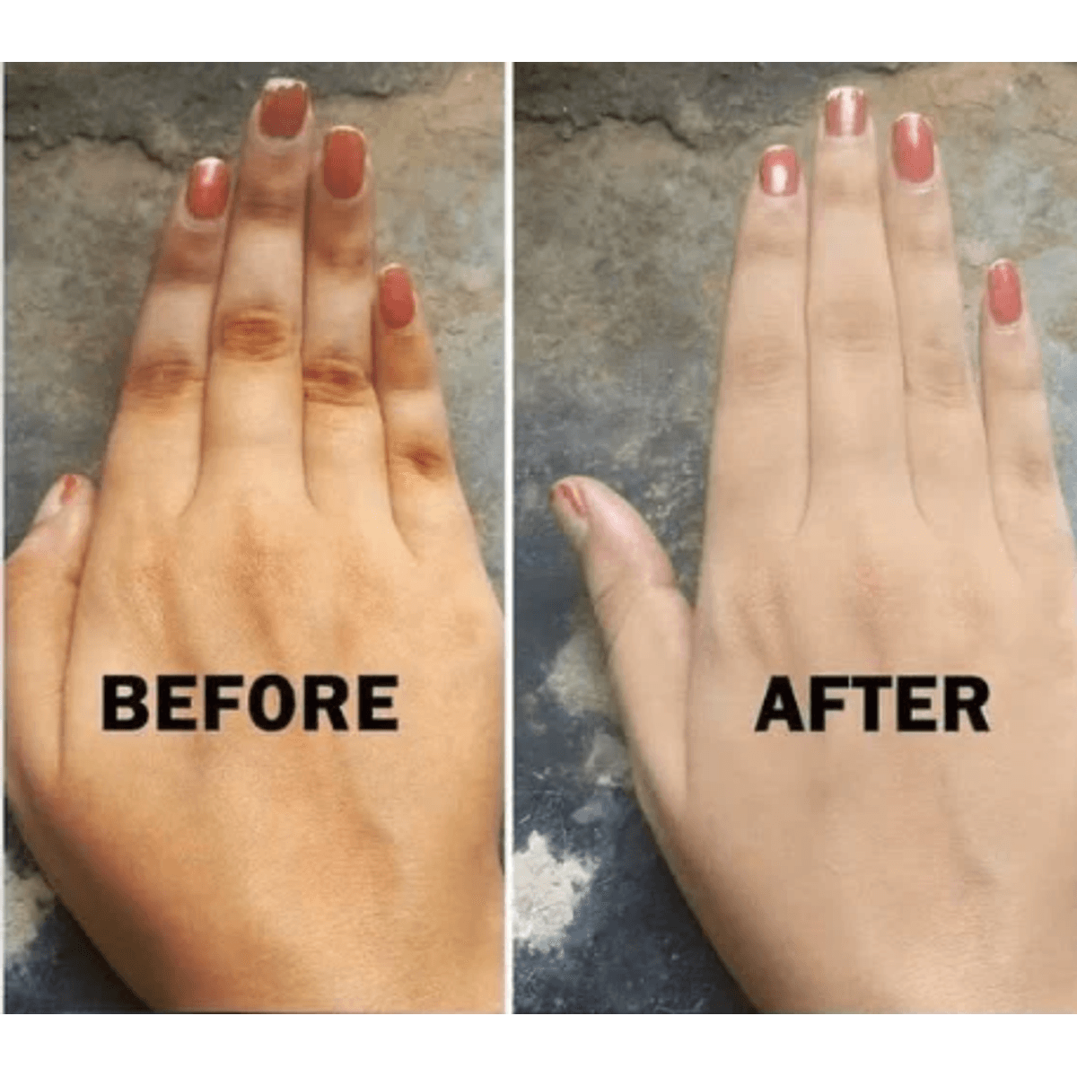 Before and after hands — Korean Brightening Soap results