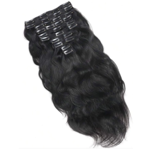 10pc Luxury Human Hair Clip-in Extensions 22-24 Inches - Black