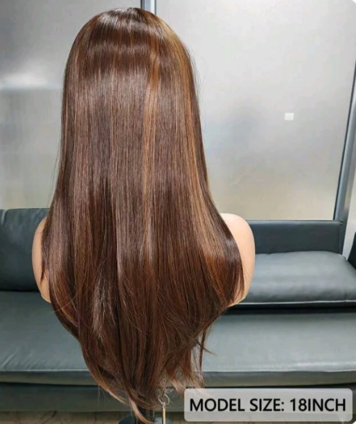 Brown Wavy Lace Front Wig — 18 Inch Back View