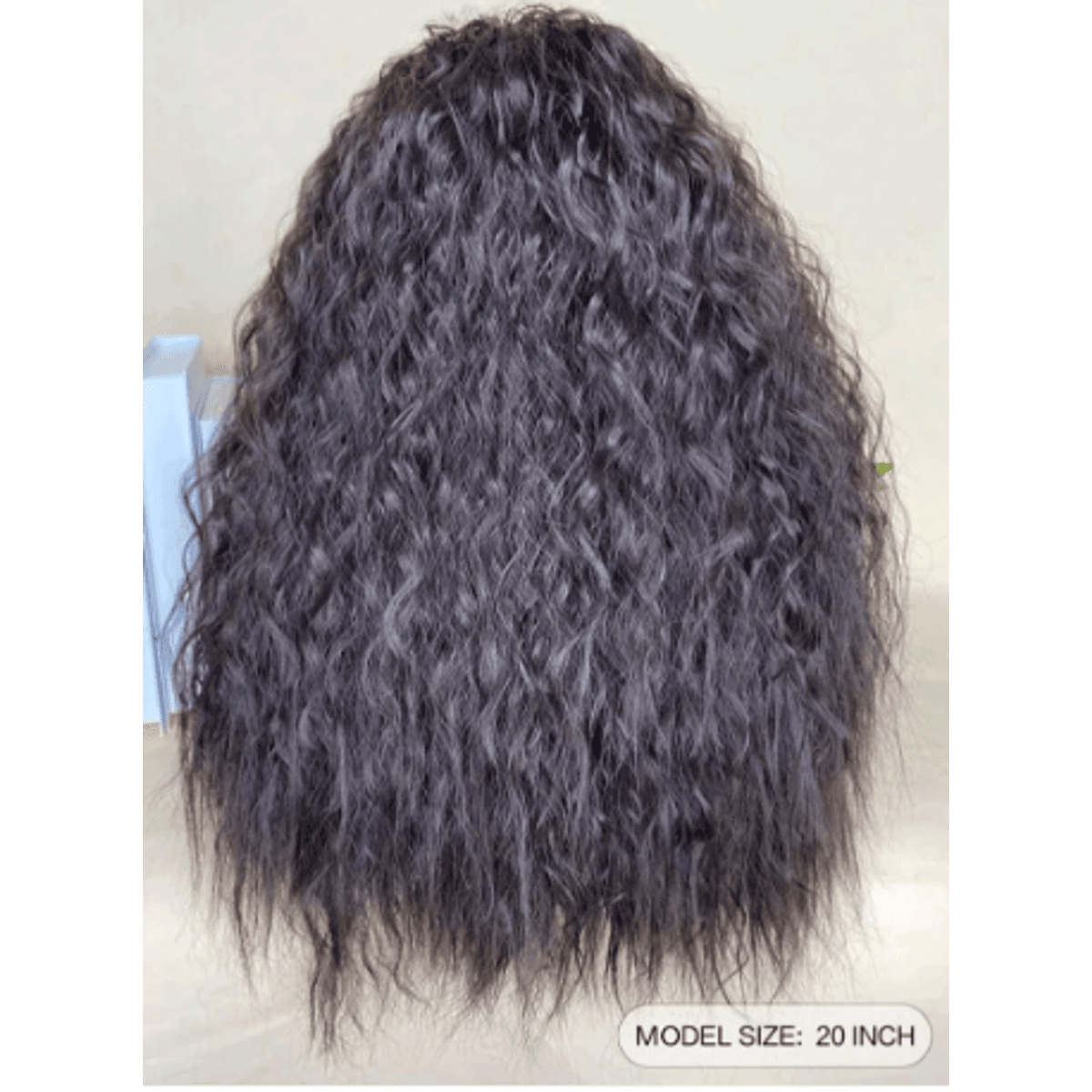 Dark Brown Headband Wig back view 20 inch water wave