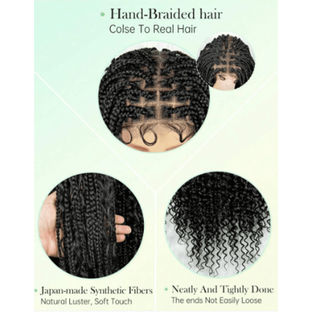 Goddess Braids Wig hand-braided detail Japan synthetic fibres curly ends