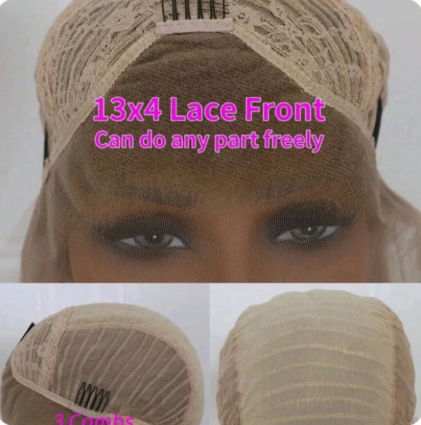 Blonde Lace Front Wig — 13x4 lace front cap construction detail