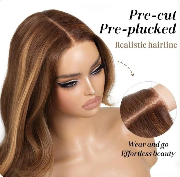 Ombre Honey Blonde Body Wave Lace Front Wig — Pre-cut pre-plucked lace front detail