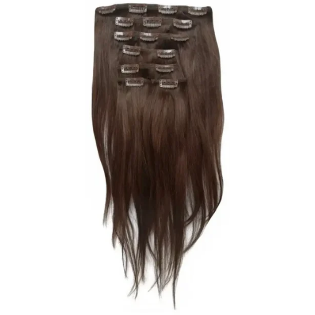 100% Brazilian Remy Human Hair Straight Extensions 35cm - Dark Brown